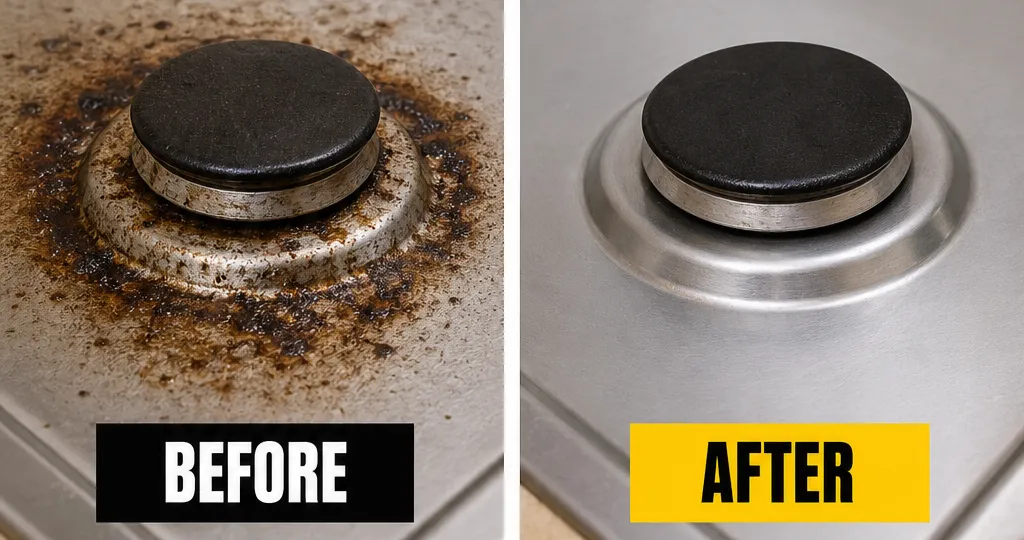 How to Remove Burnt on Grease From a Stove Top
